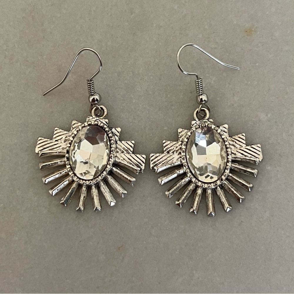 Vintage Silver Tone Dangle Statement Earrings - image 8